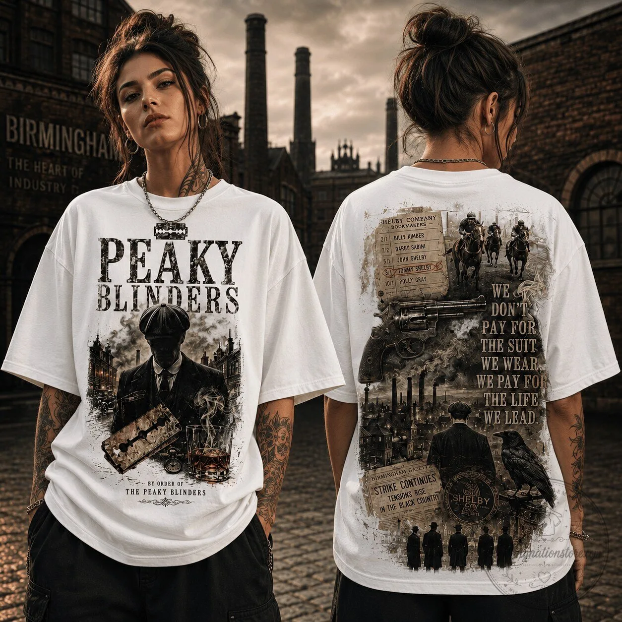 Peaky Blinders Vintage Birmingham Gangster Graphic T-Shirt