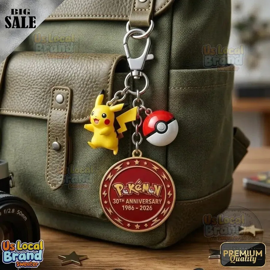 Pokemon 30th Anniversary Pikachu Pokeball Charm Keychain 2 Pokemon 30th Anniversary Pikachu Pokeball Charm Keychain