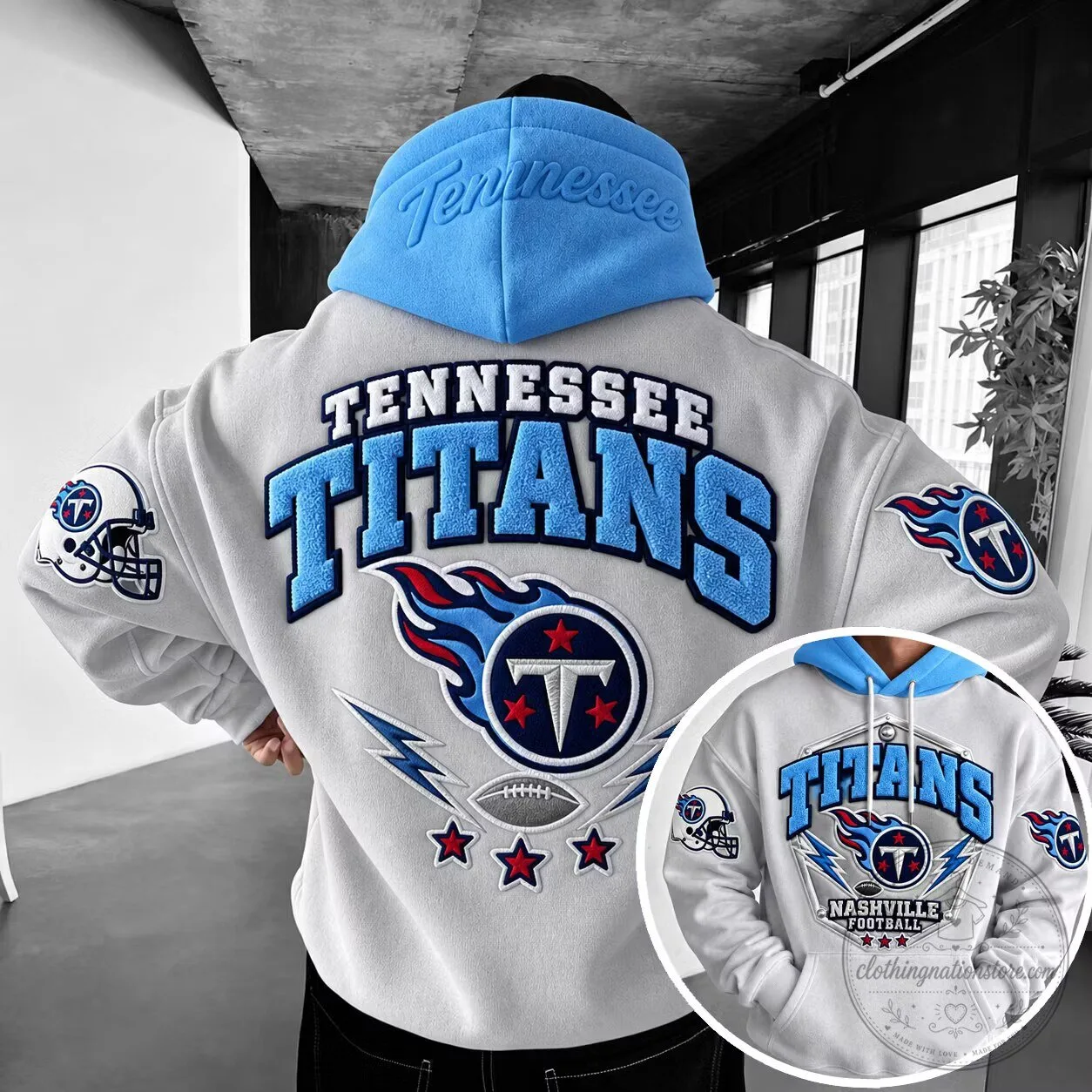 Tennessee Titans National Football League Embroidered Varsity Hoodie 1 Tennessee Titans National Football League Embroidered Varsity Hoodie