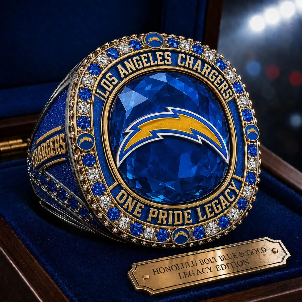 Limited Edition Los Angeles Chargers Round Engraved Ring Limited Edition Los Angeles Chargers Round Engraved Ring