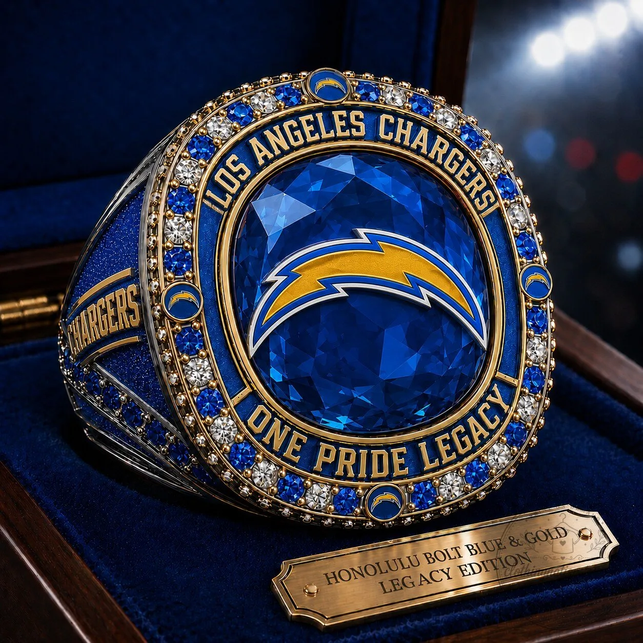 Limited Edition Los Angeles Chargers Round Engraved Ring 2 Limited Edition Los Angeles Chargers Round Engraved Ring