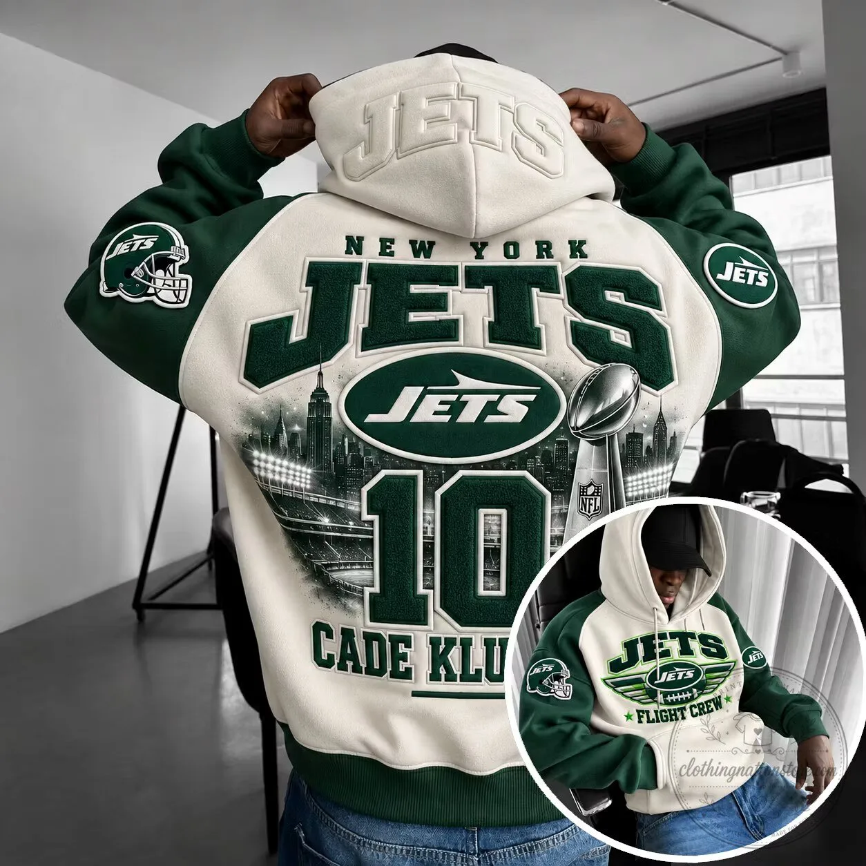New York Jets Cade Klubnik 10 NFL Football Champions Hoodie