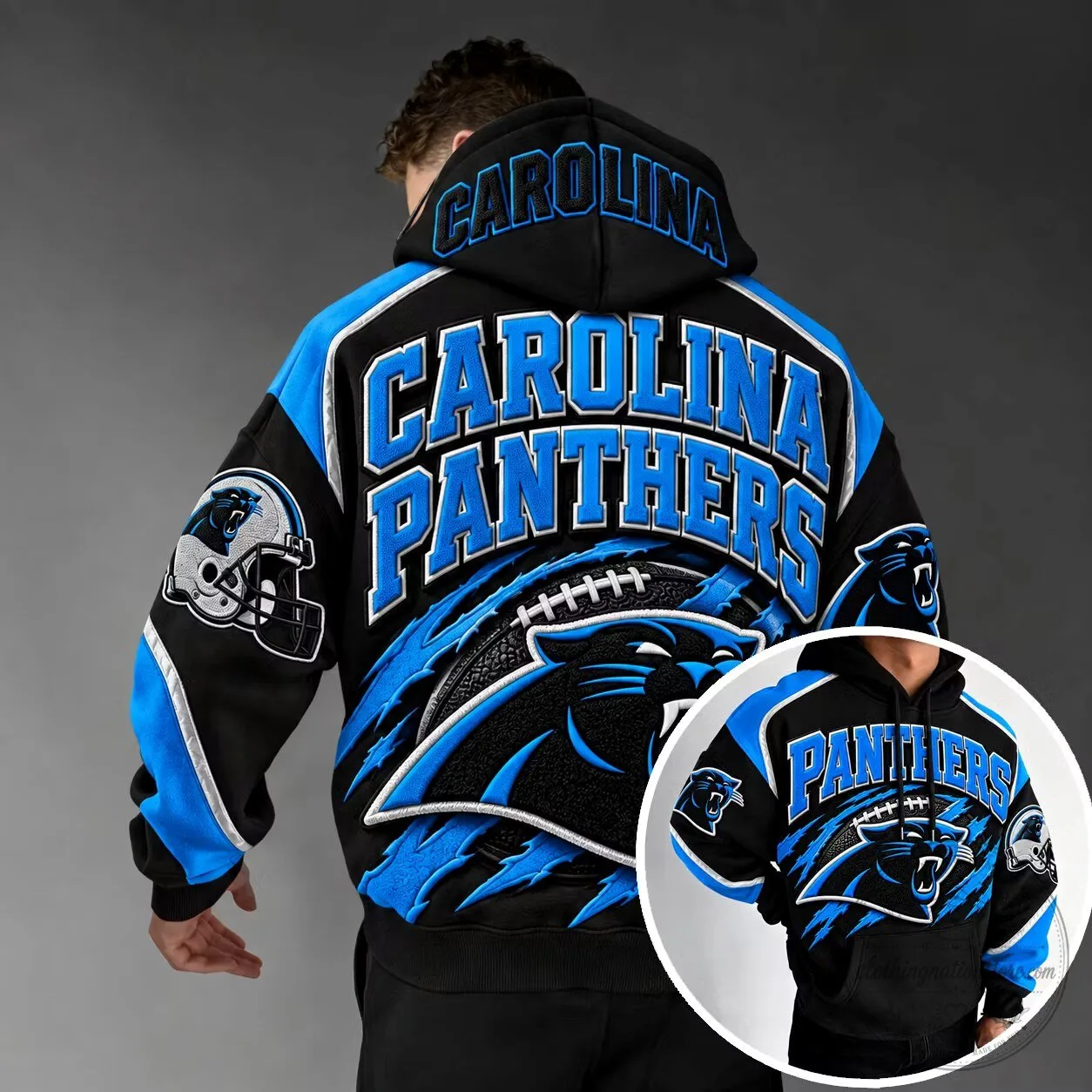 Carolina Panthers Football Team Black and Blue Design Hoodie 2 Carolina Panthers Football Team Black and Blue Design Hoodie