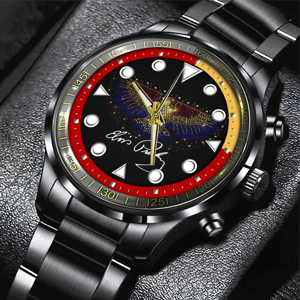 Elvis Presley Black Stainless Steel Watch with Butterfly Design 8 Elvis Presley Black Stainless Steel Watch with Butterfly Design