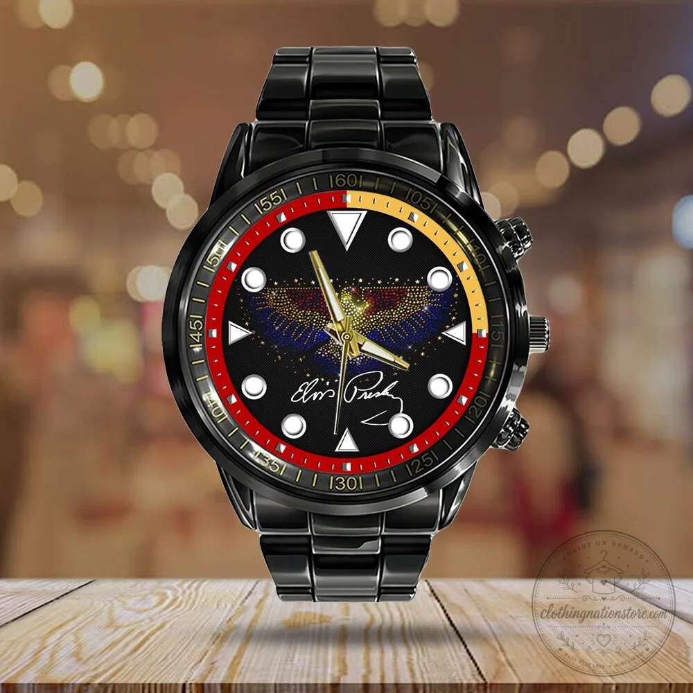 Elvis Presley Black Stainless Steel Watch with Butterfly Design 9 Elvis Presley Black Stainless Steel Watch with Butterfly Design