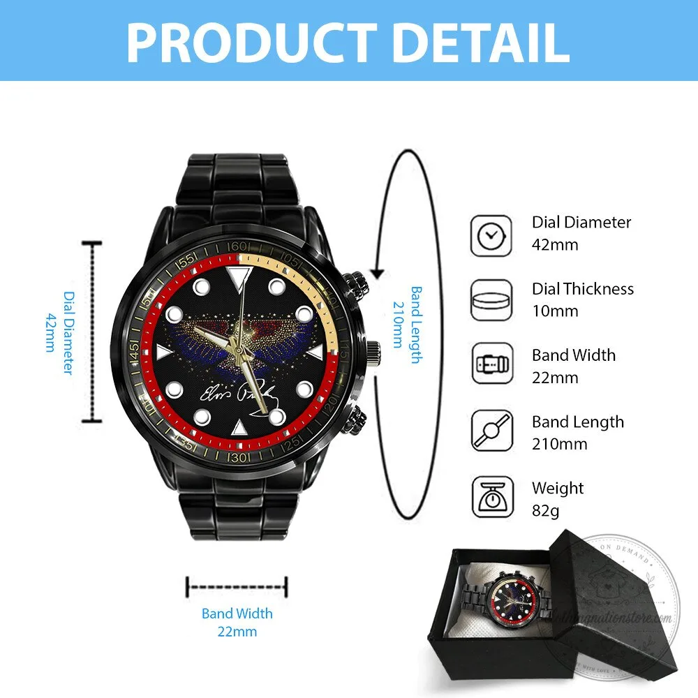 Elvis Presley Black Stainless Steel Watch with Butterfly Design 11 Elvis Presley Black Stainless Steel Watch with Butterfly Design