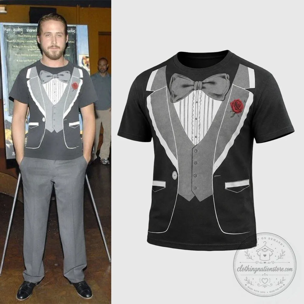 Ryan Gosling Tuxedo Costume Funny Black T-Shirt