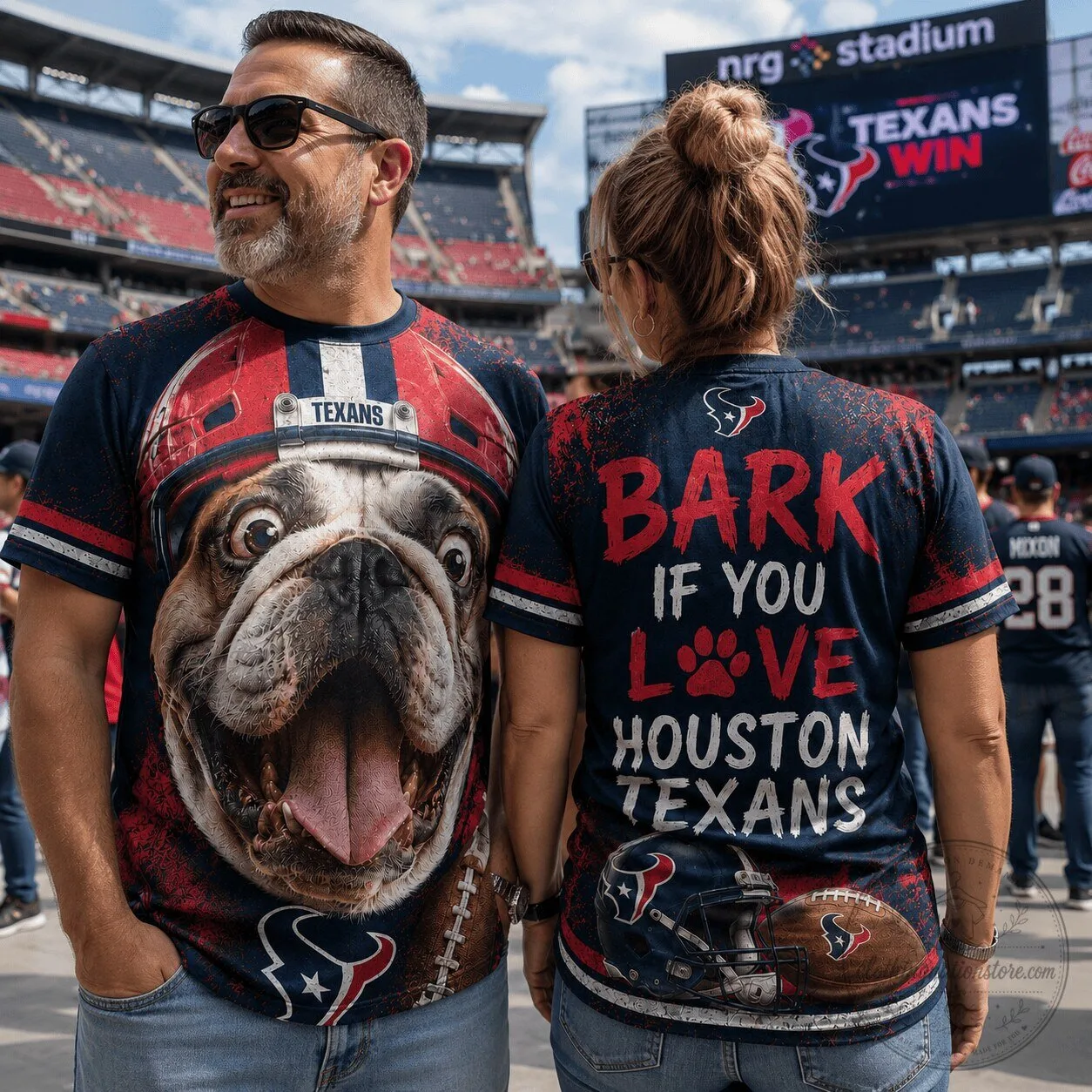 Houston Texans Football Bulldog Fan Funny Graphic T-Shirt