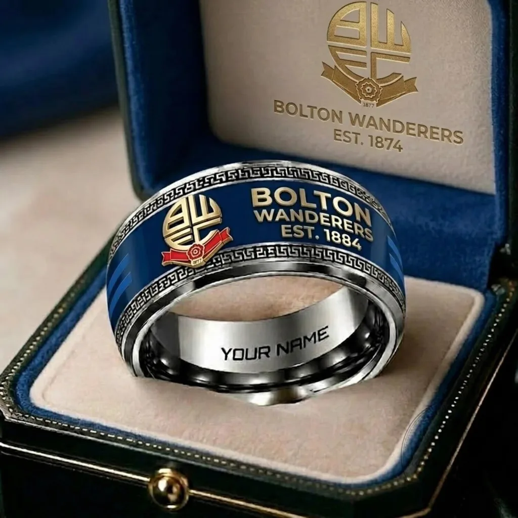 Bolton Wanderers Football Club Personalized Engraved Ring Bolton Wanderers Football Club Personalized Engraved Ring