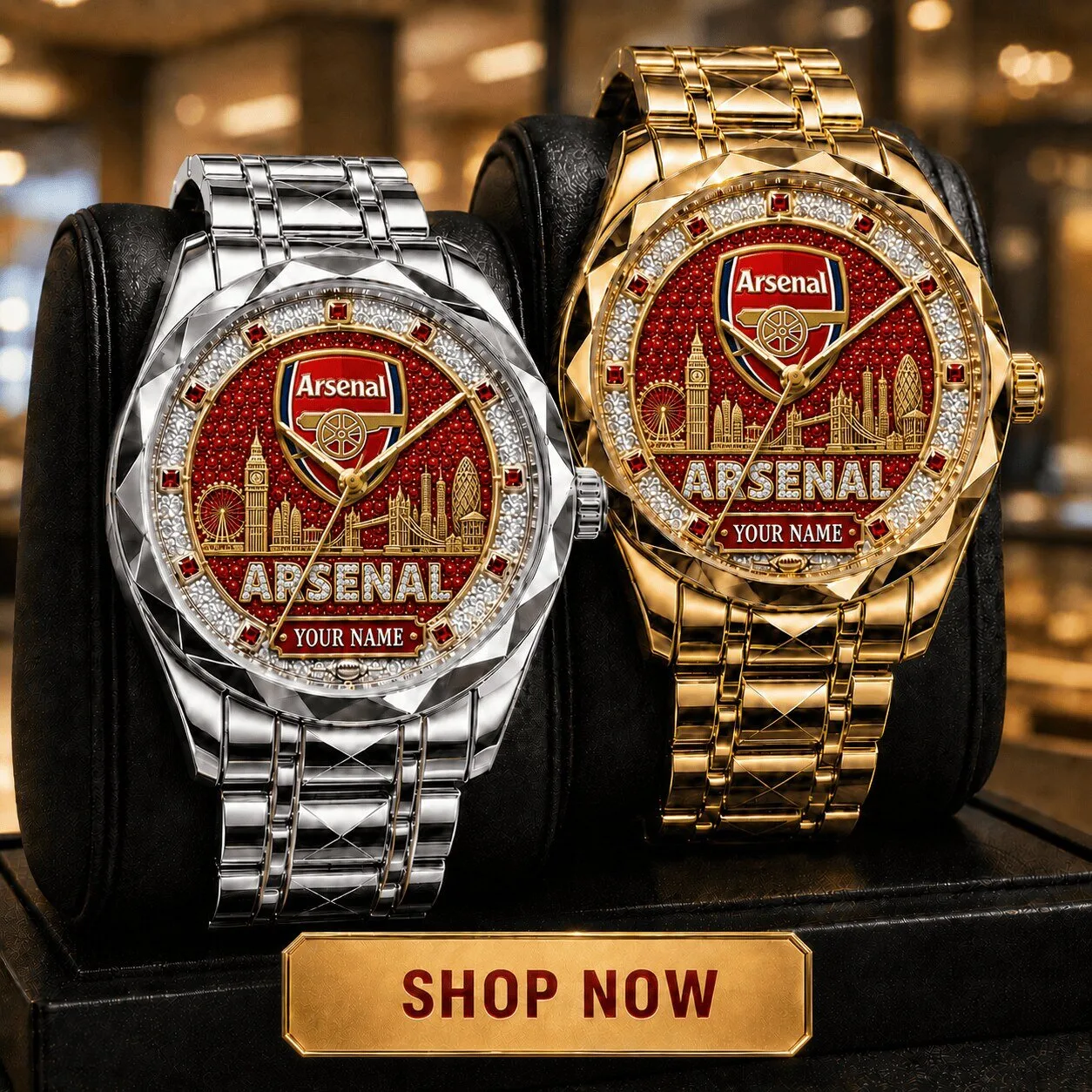 Arsenal Football Club Custom Engraved Gold and Silver Watch 5 Arsenal Football Club Custom Engraved Gold and Silver Watch
