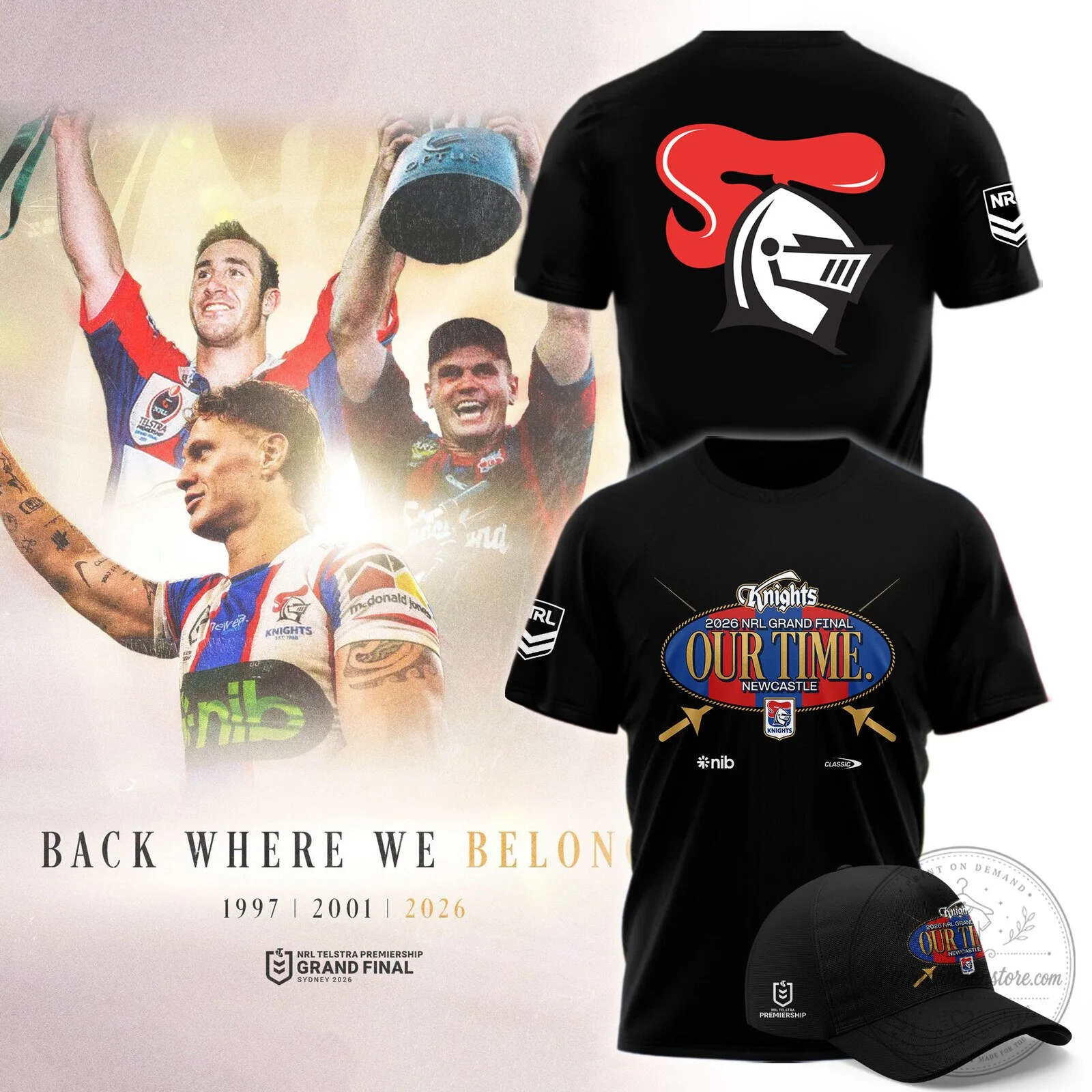 Newcastle Knights 2026 National Rugby League Grand Final Black T-Shirt 5 Newcastle Knights 2026 National Rugby League Grand Final Black T-Shirt