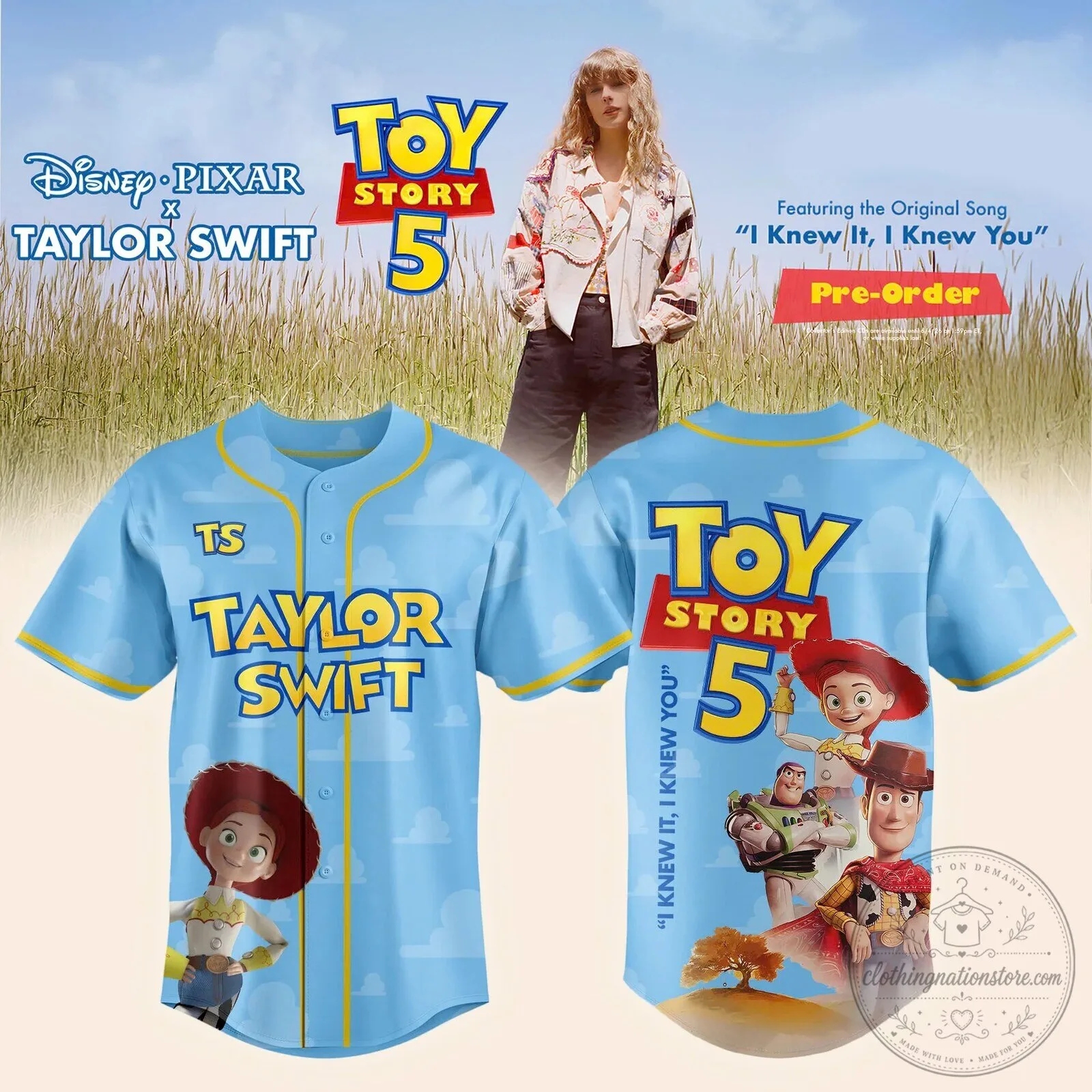 ,Taylor Swift x Toy Story 5 “I Knew It, I Knew You” Special 2026 Baseball Jersey