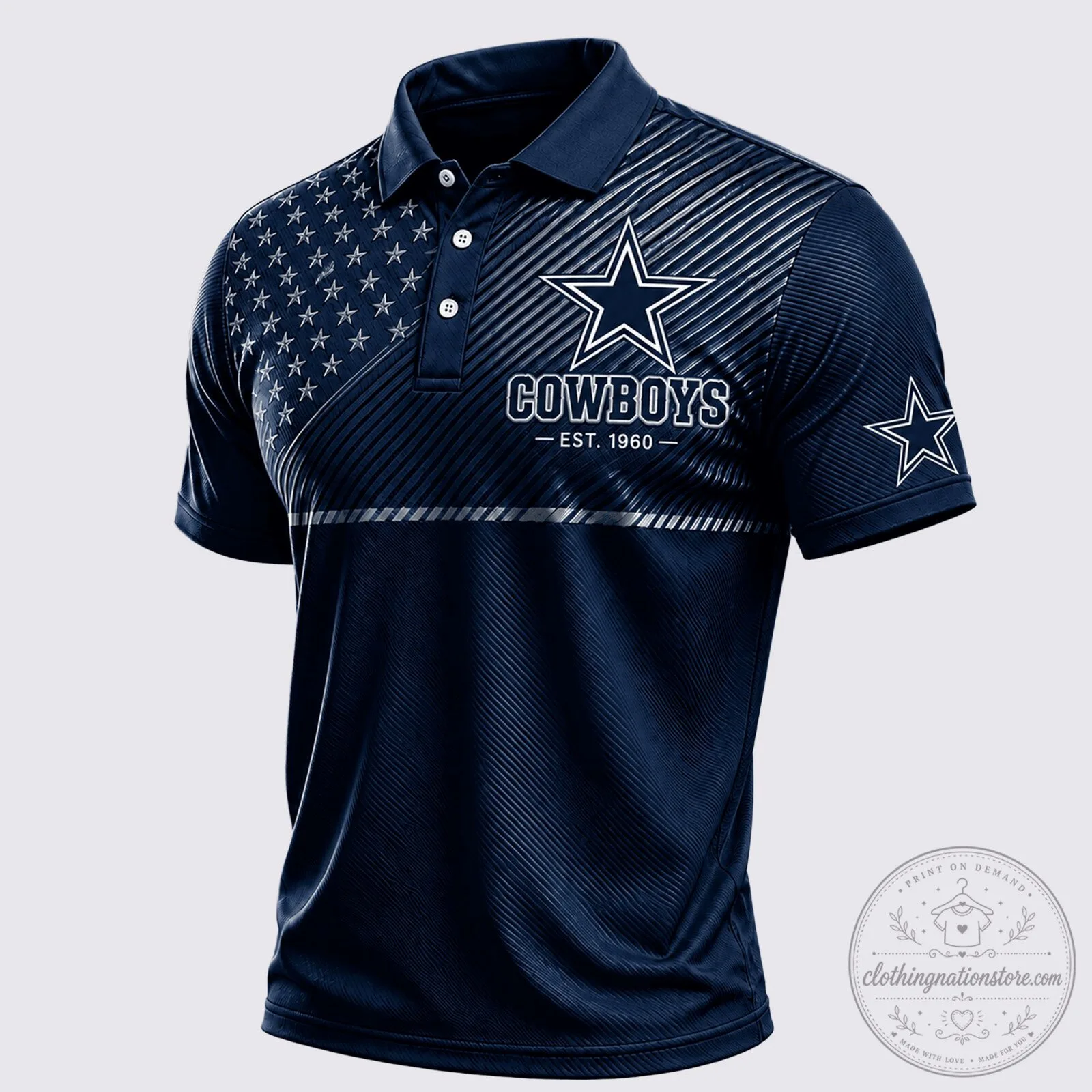 Dallas Cowboys Stars and Stripes Patriotic Polo Shirt
