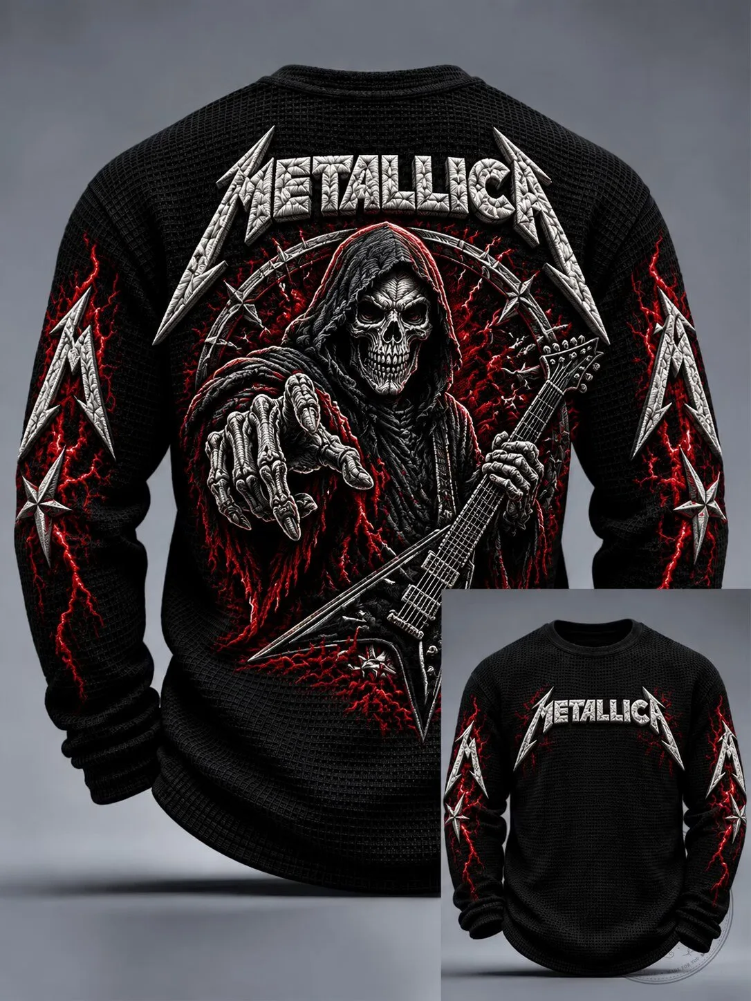 Metallica Grim Reaper Playing Guitar Long Sleeve Sweatshirt