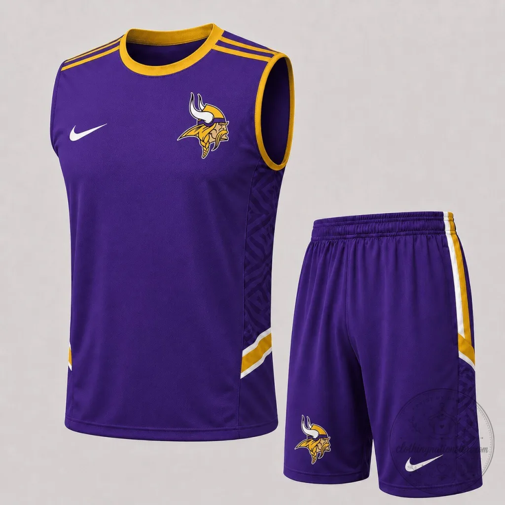 Minnesota Vikings Purple and Gold Sleeveless Training Tank Top and Shorts Set Minnesota Vikings Purple and Gold Sleeveless Training Tank Top and Shorts Set