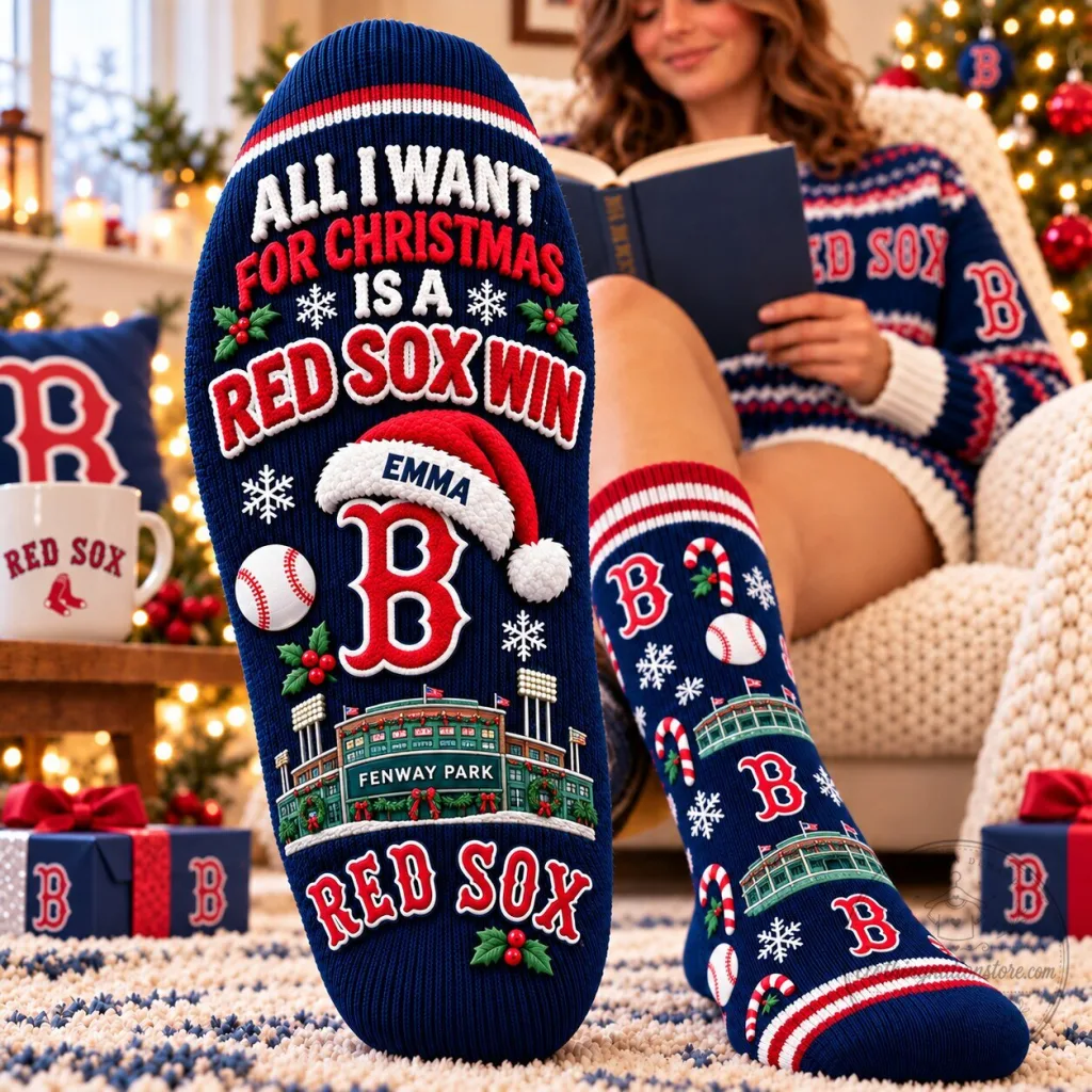 Boston Red Sox Christmas Holiday Fenway Park Baseball Socks Boston Red Sox Christmas Holiday Fenway Park Baseball Socks