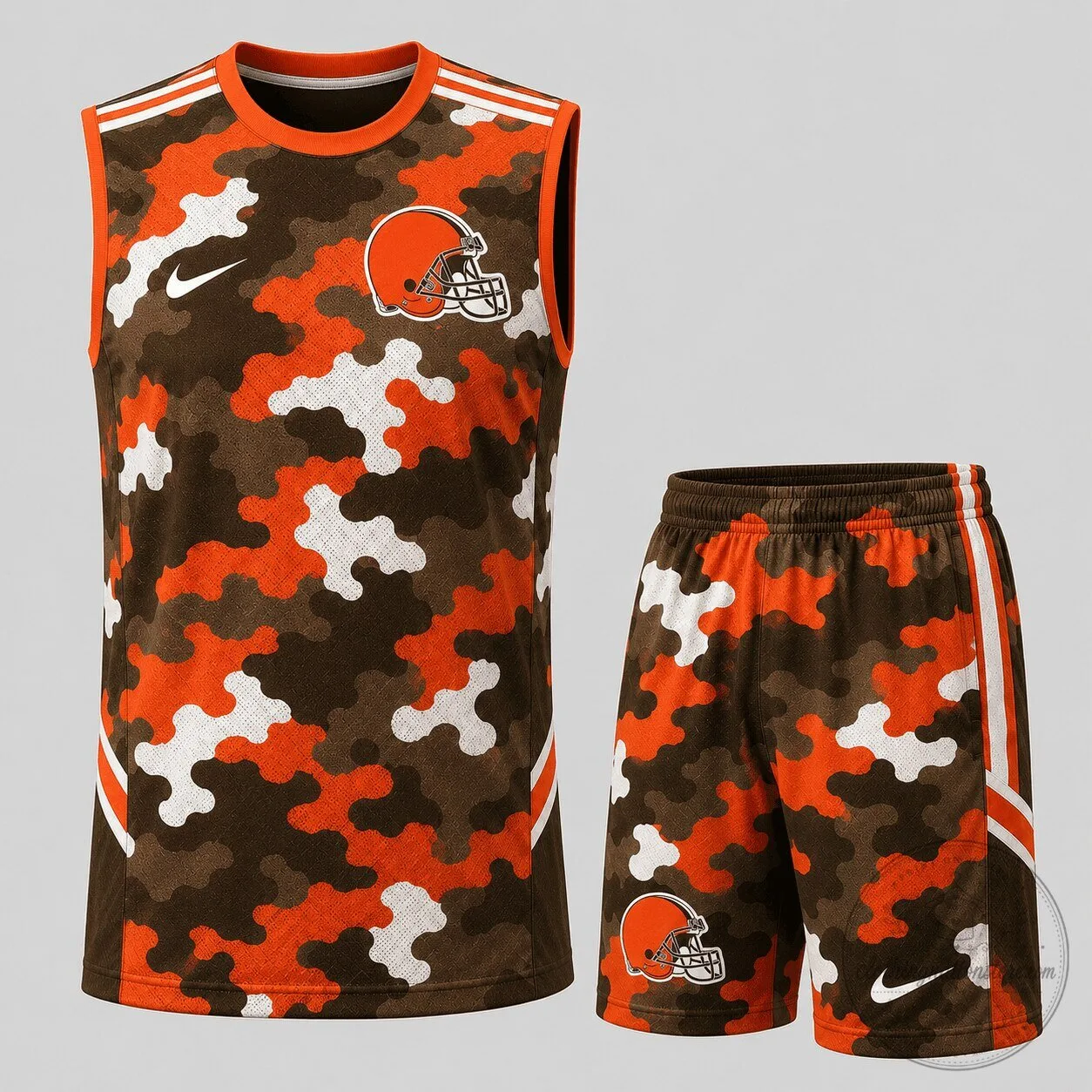 Cleveland Browns Camouflage Football Team Tank Top and Shorts Set