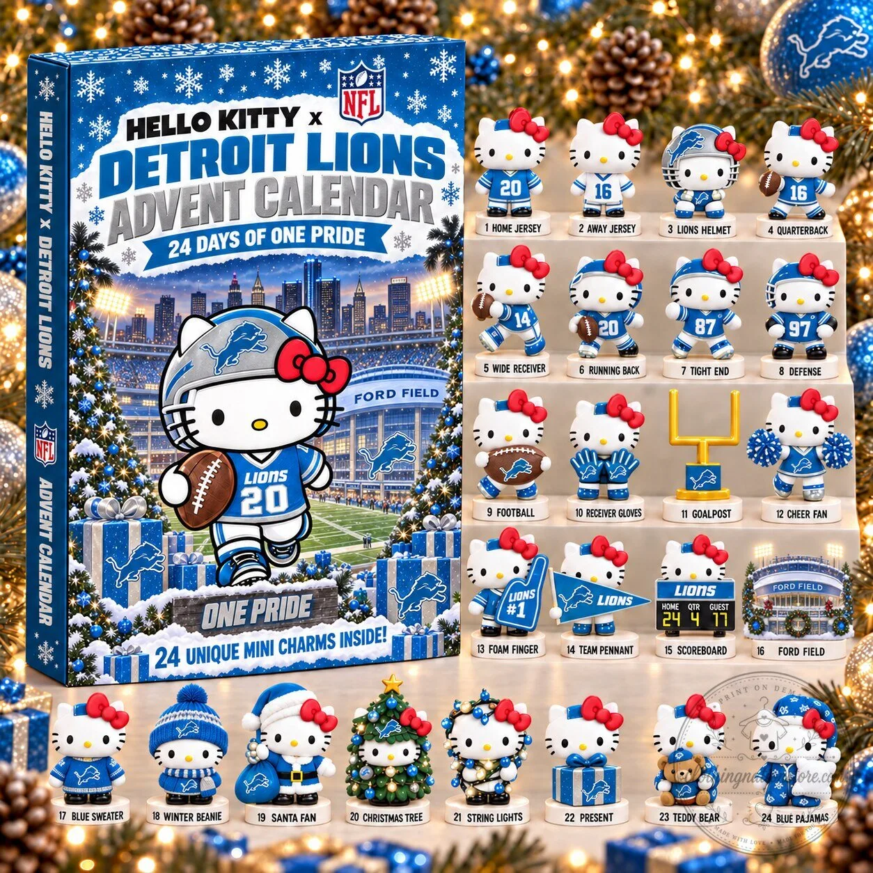 Detroit Lions Fan Hello Kitty NFL Advent Calendar 2026 Christmas Gift
