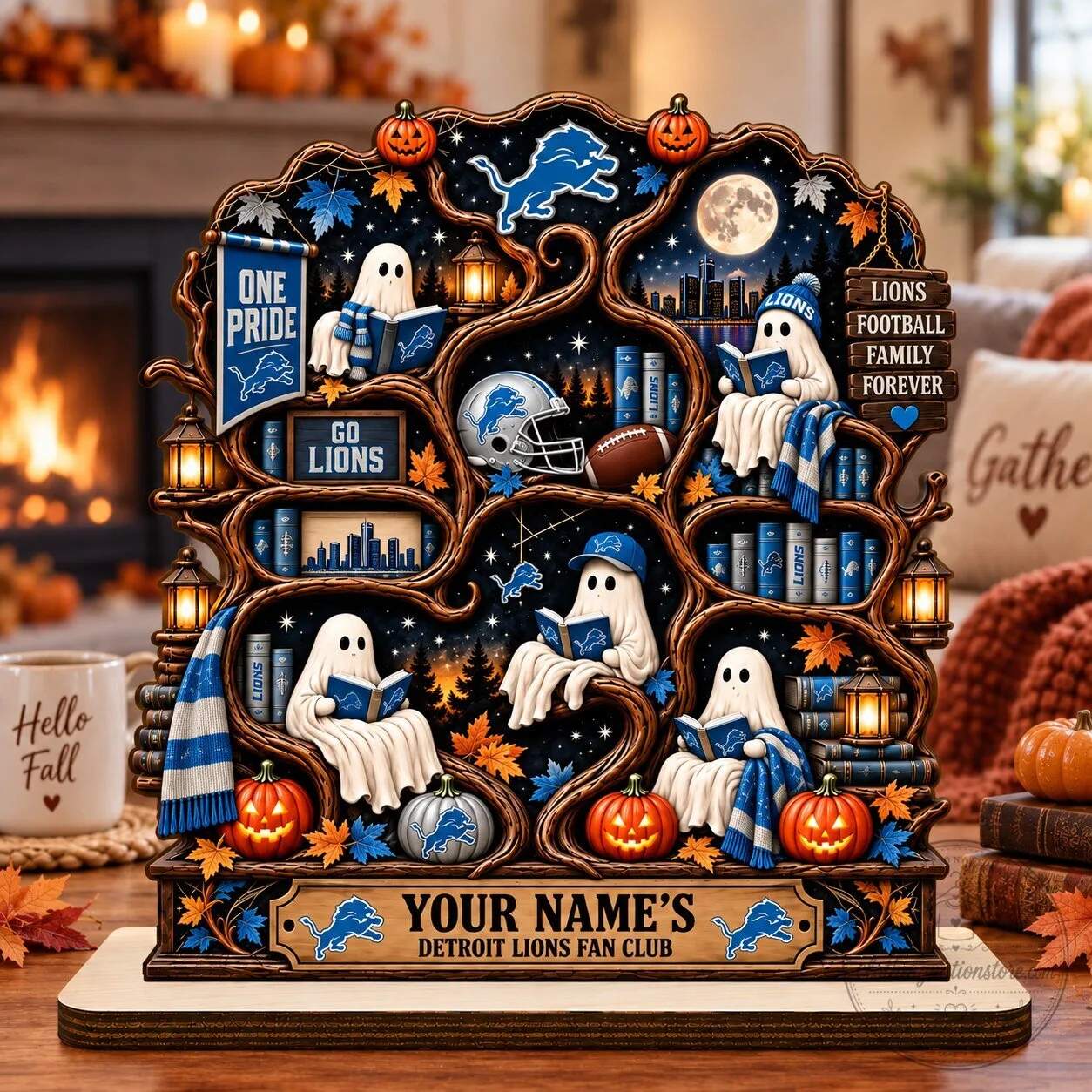 Detroit Lions Fan Club Personalized Wooden Block Shelf Decor Gift 1 Detroit Lions Fan Club Personalized Wooden Block Shelf Decor Gift