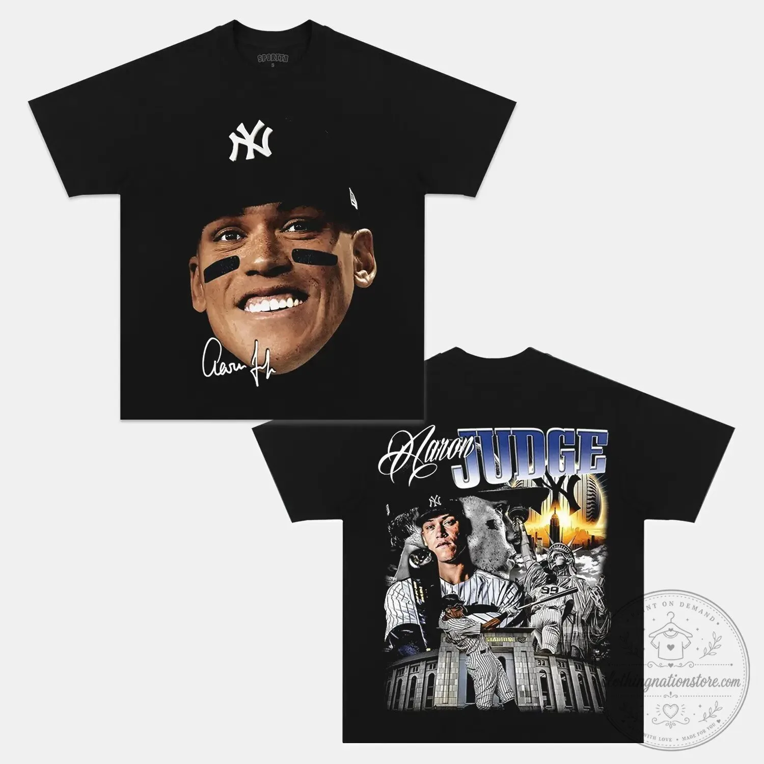 New York Yankees Graphic T-Shirt Featuring Aaron Judge, Baseball Star