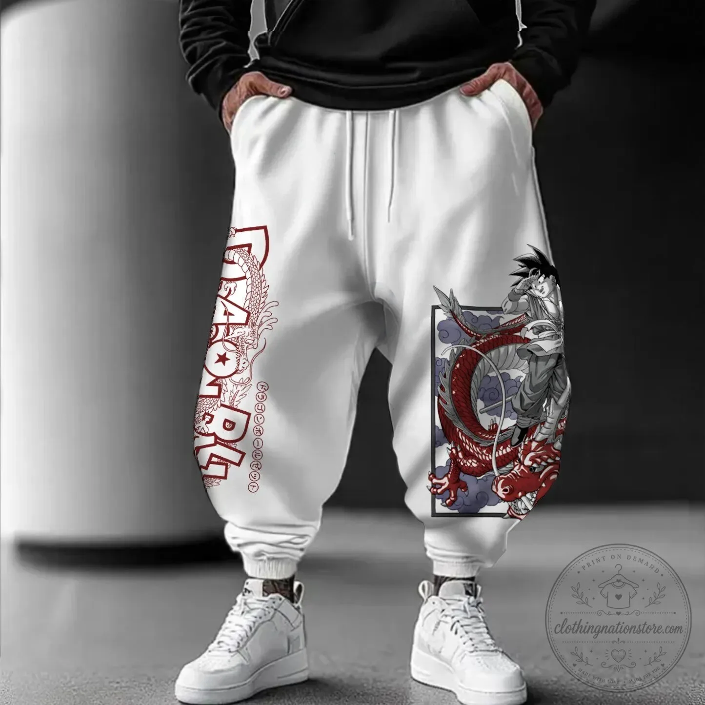 Dragon Ball Z Goku Super Saiyan Red Dragon Print Jogger Pants
