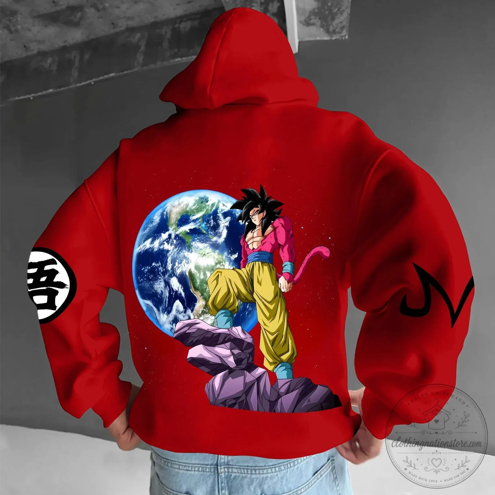 Dragon Ball Z Goku Super Saiyan 4 Earth Planet Red Hoodie 5 Dragon Ball Z Goku Super Saiyan 4 Earth Planet Red Hoodie