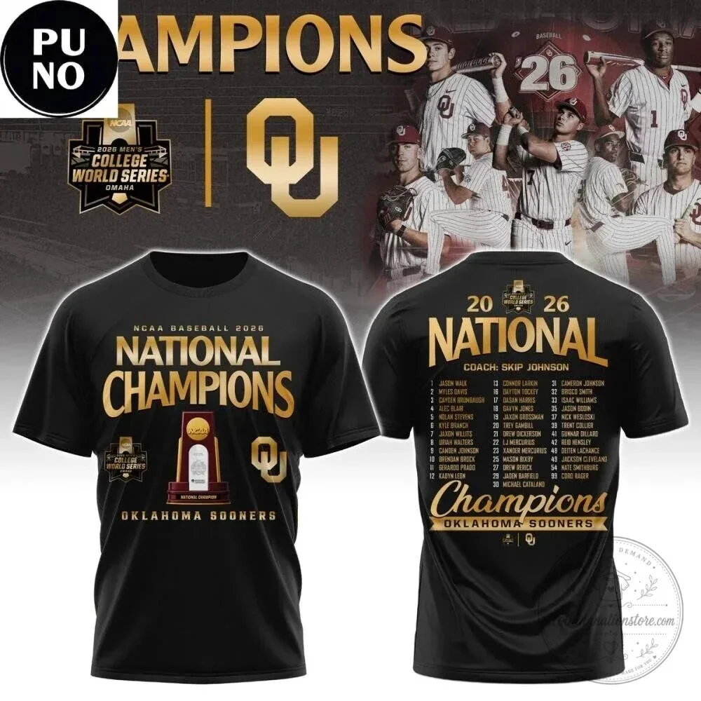 Oklahoma Sooners 2026 NCAA Baseball National Champions Black T-Shirt