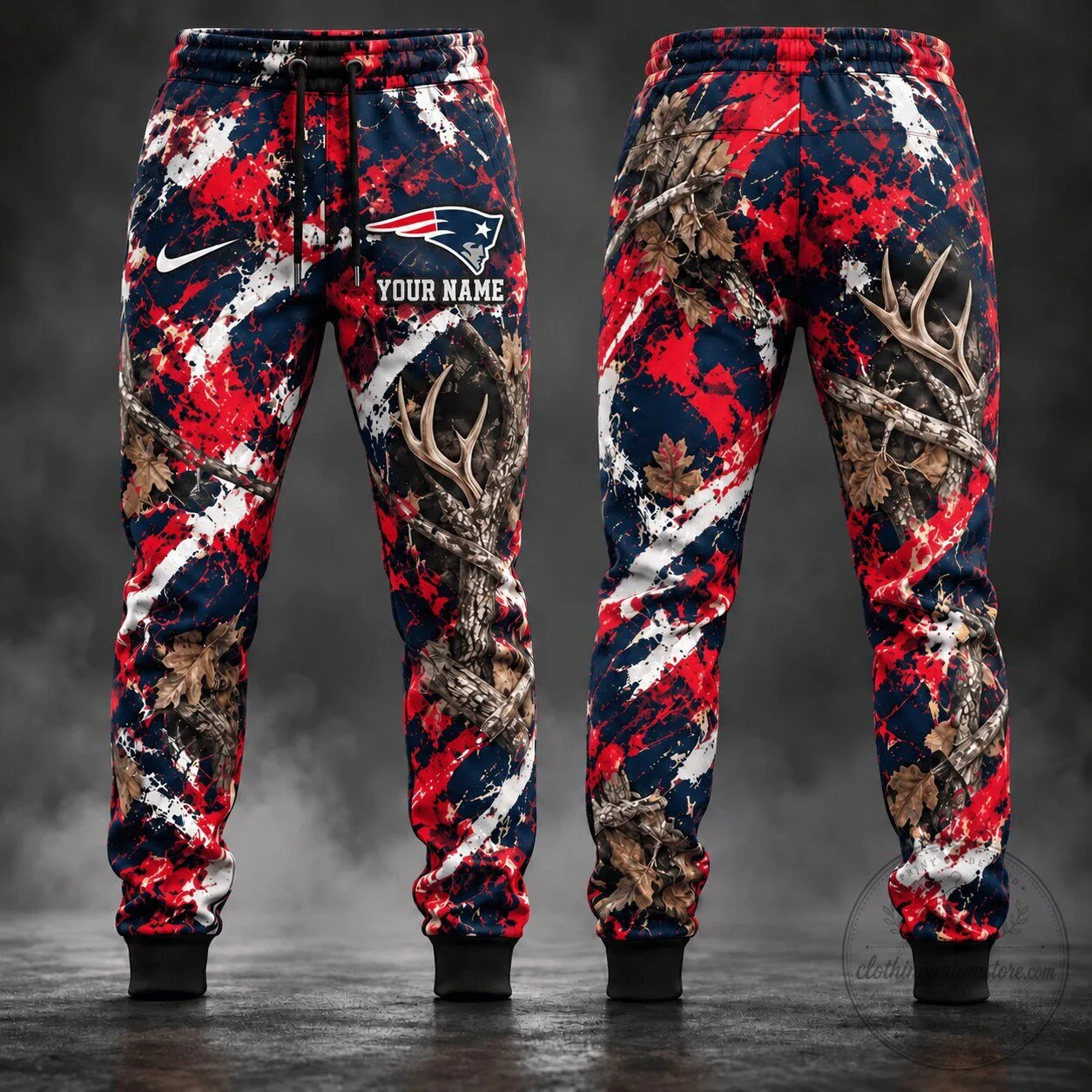 New England Patriots Camouflage Hunting Style Personalized Jogger Pants