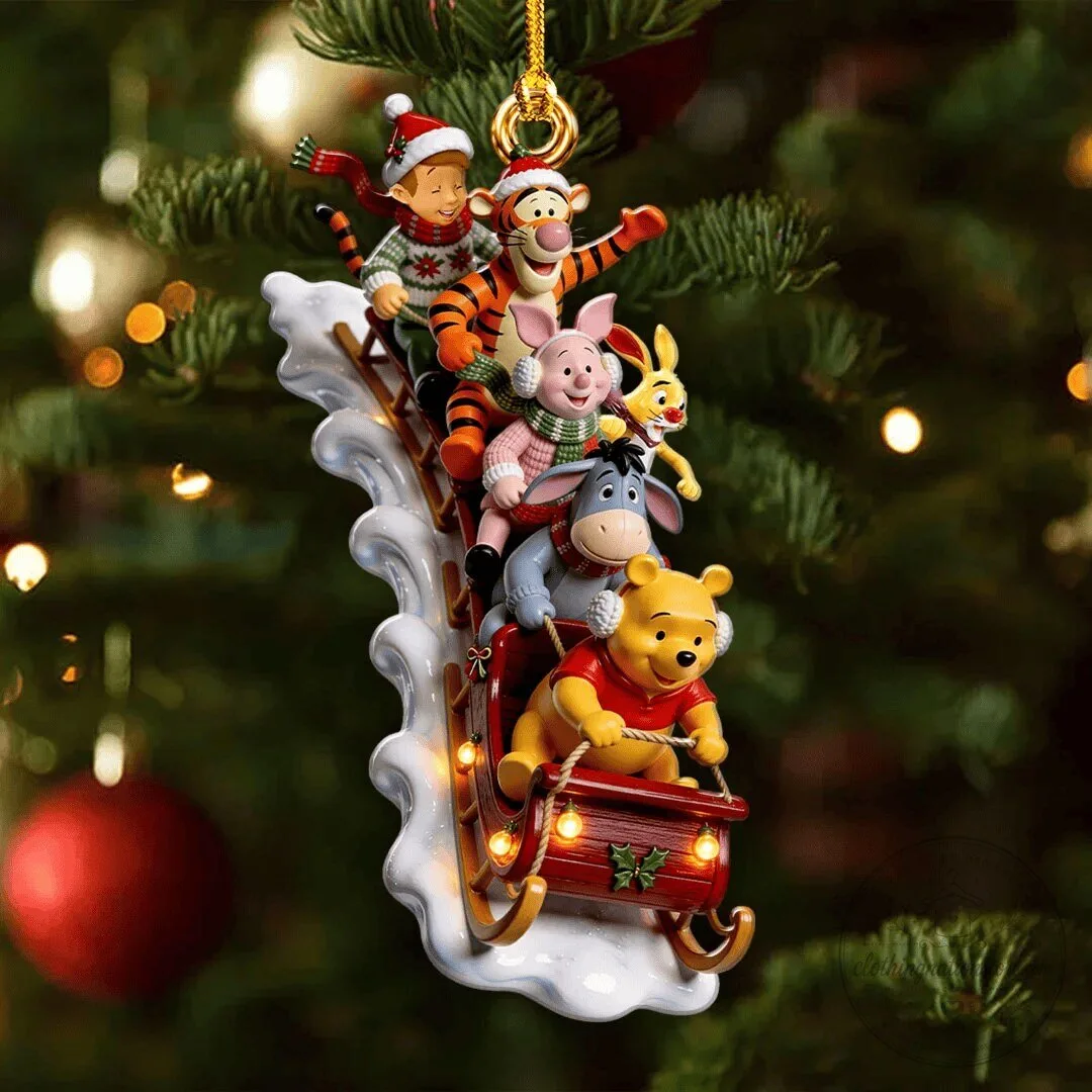 Winnie the Pooh and Friends Sledding Christmas Tree Holiday Ornament 1 Winnie the Pooh and Friends Sledding Christmas Tree Holiday Ornament