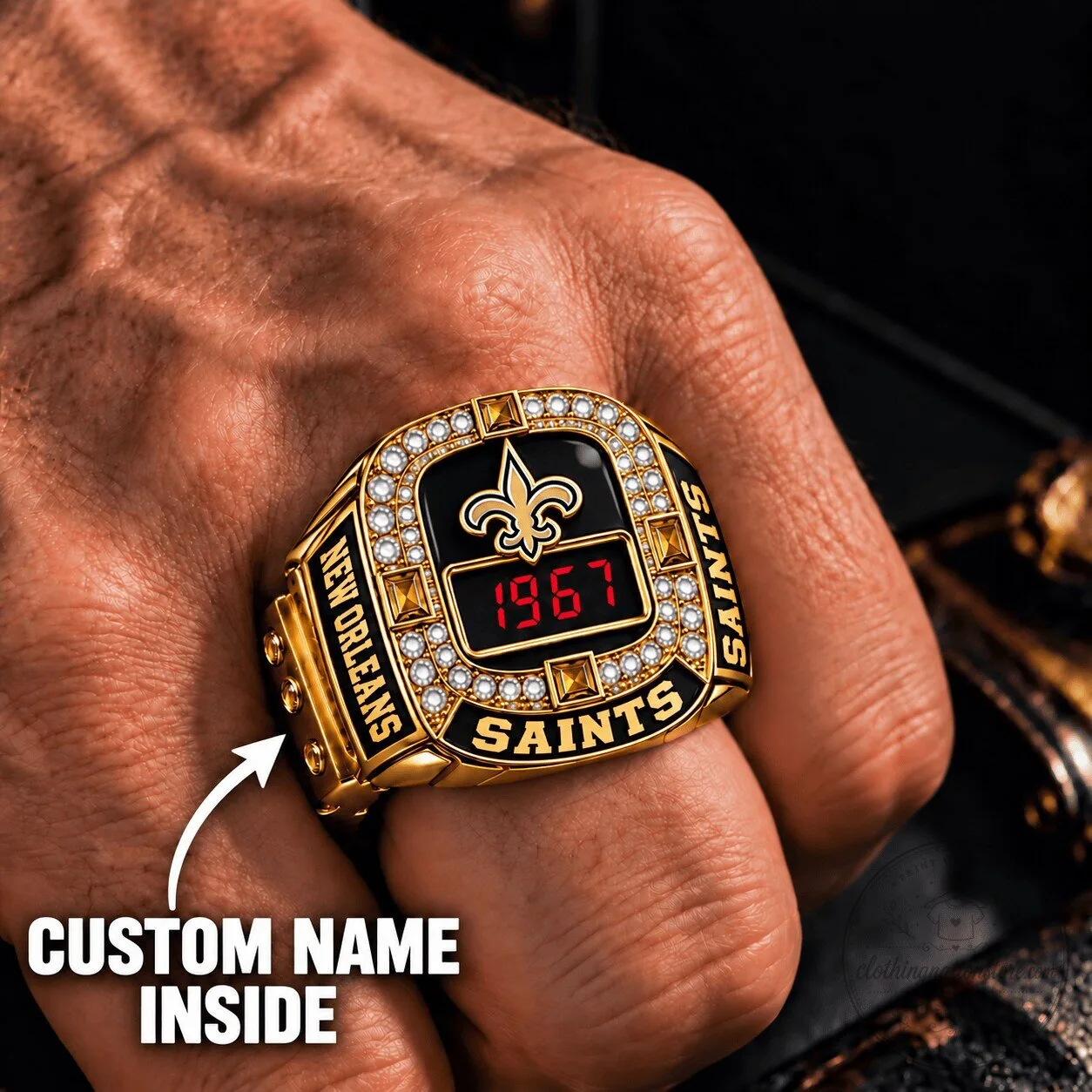 New Orleans Saints NFL Championship Ring with Custom Name Engraving