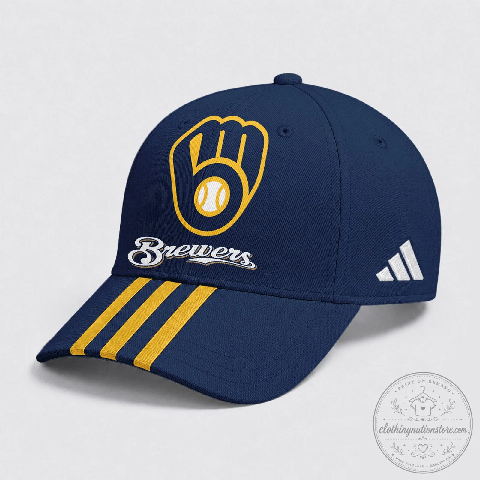 Milwaukee Brewers Baseball Team Logo Navy Blue Adjustable Cap Hat
