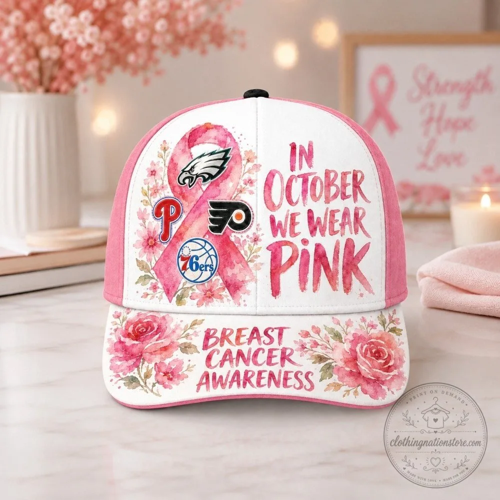 Philadelphia Sports Teams Pink Ribbon Breast Cancer Awareness Cap Hat 16 Philadelphia Sports Teams Pink Ribbon Breast Cancer Awareness Cap Hat