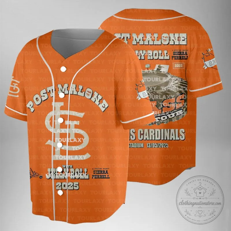 Post Malone Jelly Roll St Louis Cardinals Baseball Jersey