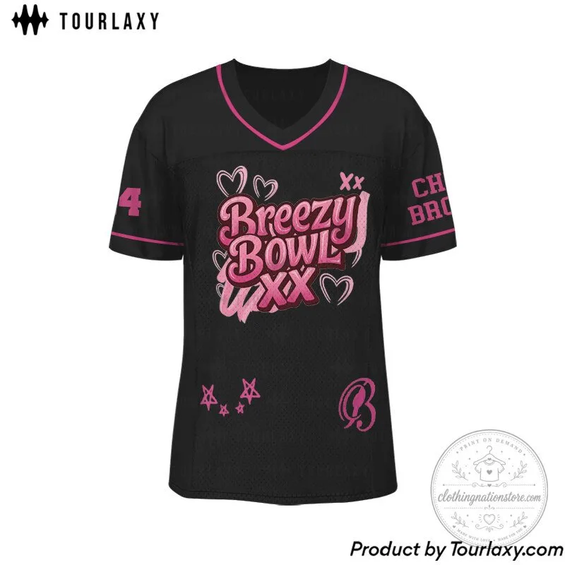 Chris Brown Breezy Bowl Music Tour Black Football Jersey 8 Chris Brown Breezy Bowl Music Tour Black Football Jersey