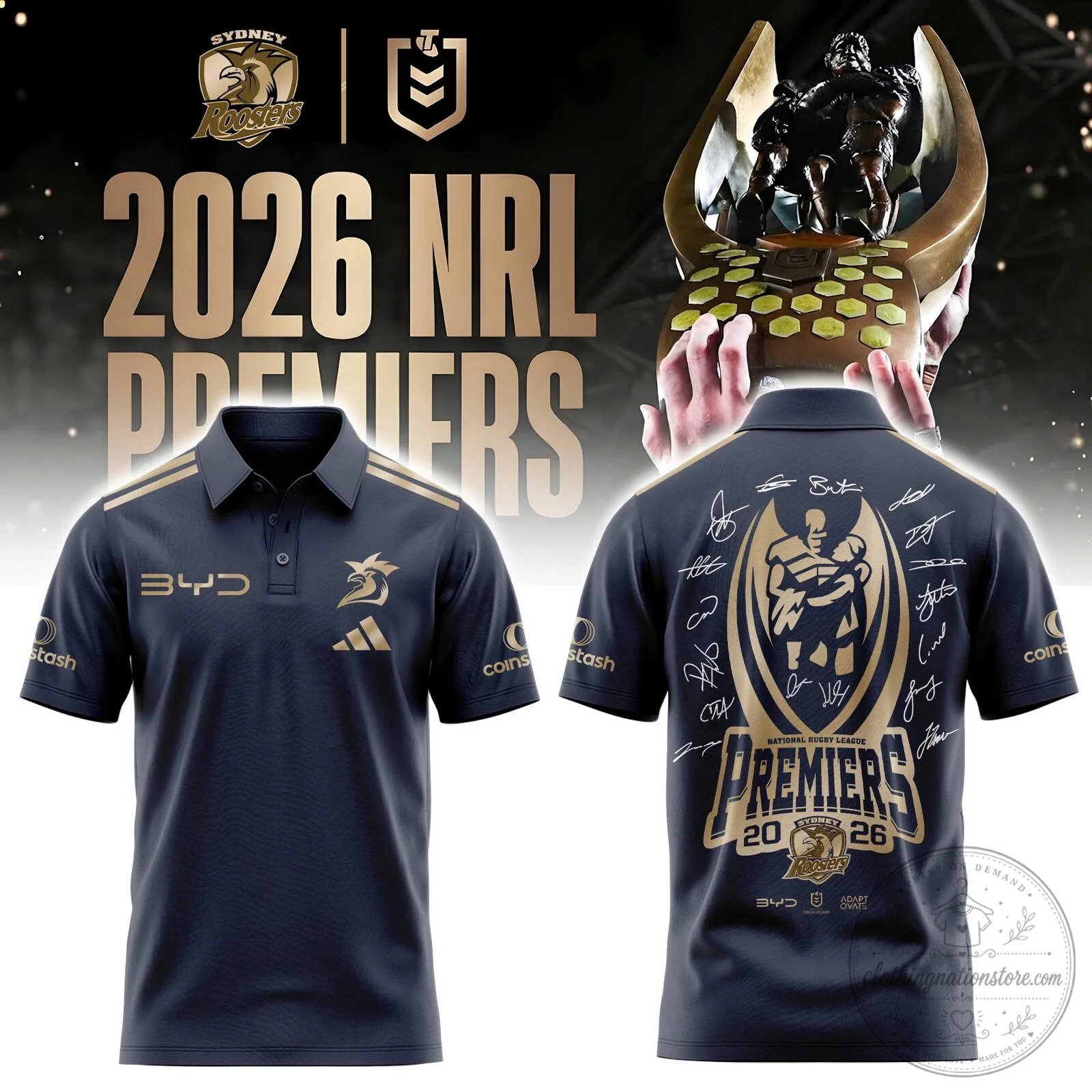 2026 NRL Premiers Polo Shirt - Sydney Roosters National Rugby League Apparel