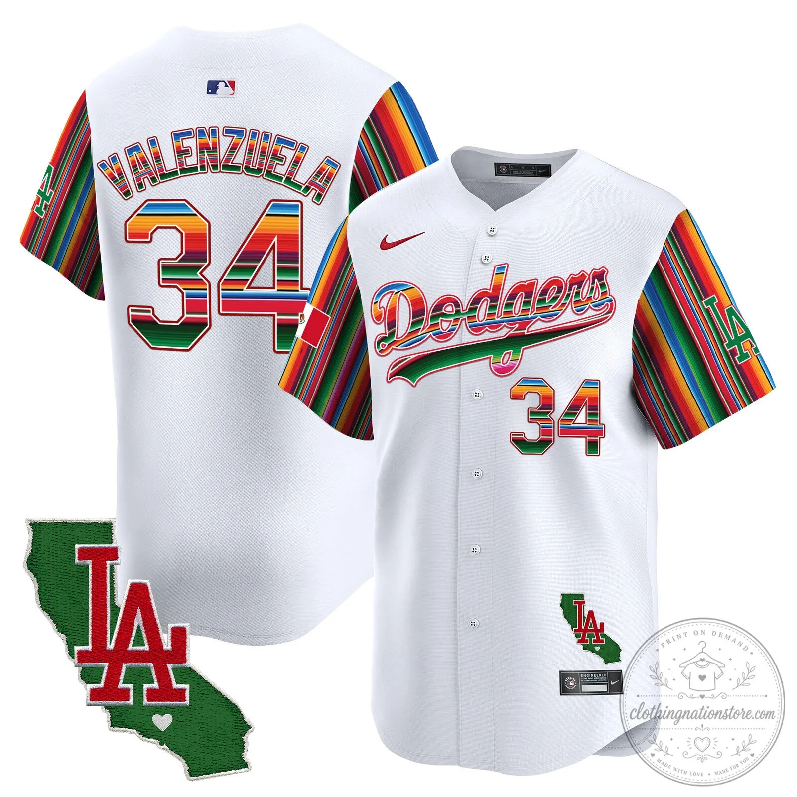 Los Angeles Dodgers Fernando Valenzuela Mexico California Patch Baseball Jersey