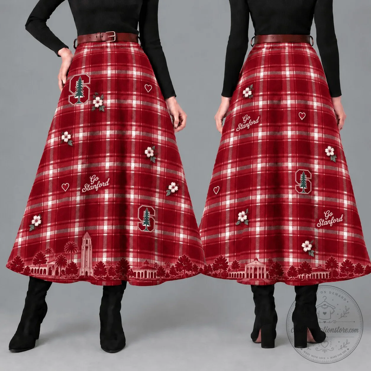 Stanford University Cardinal Plaid Maxi Skirt for Women