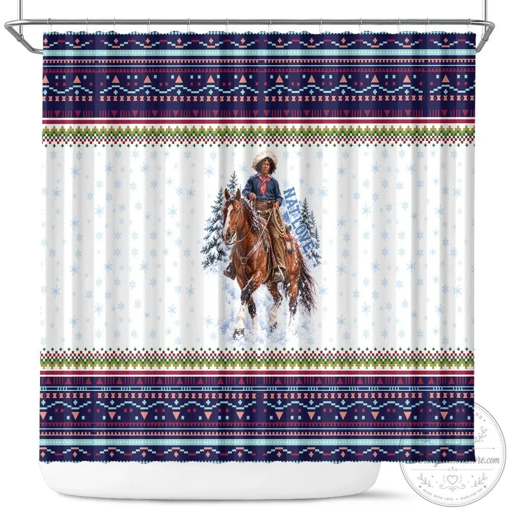 Nat Love African American Cowboy Western Winter Snow Fair Isle Shower Curtain 5 Nat Love African American Cowboy Western Winter Snow Fair Isle Shower Curtain