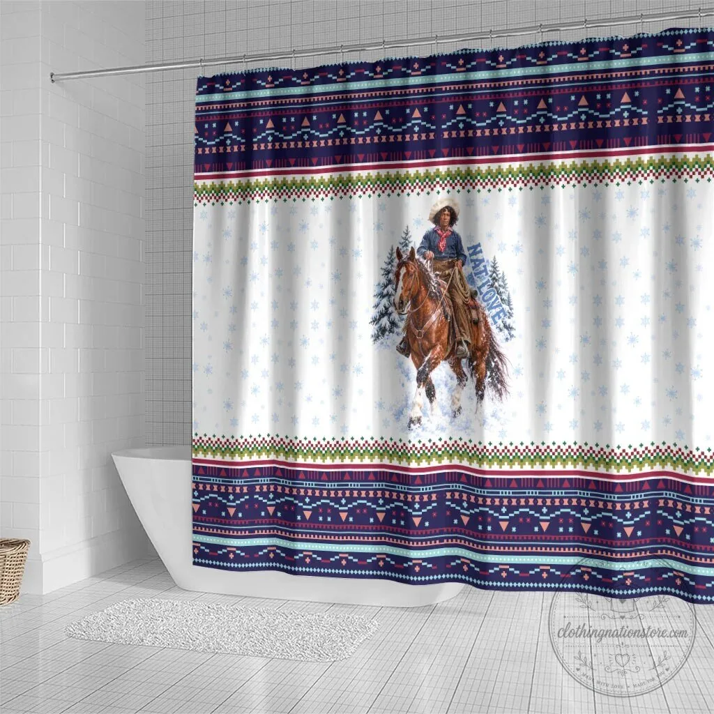 Nat Love African American Cowboy Western Winter Snow Fair Isle Shower Curtain 7 Nat Love African American Cowboy Western Winter Snow Fair Isle Shower Curtain