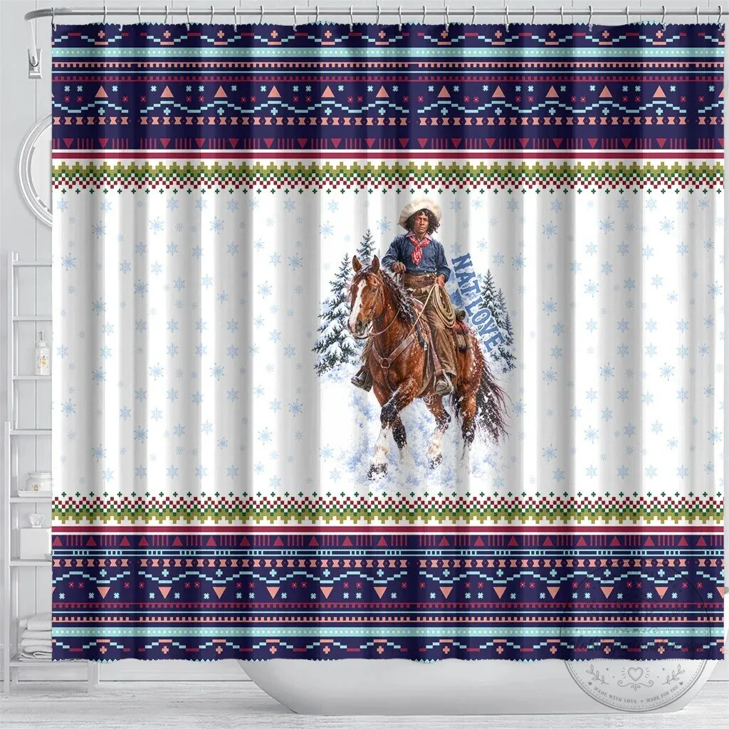Nat Love African American Cowboy Western Winter Snow Fair Isle Shower Curtain 8 Nat Love African American Cowboy Western Winter Snow Fair Isle Shower Curtain